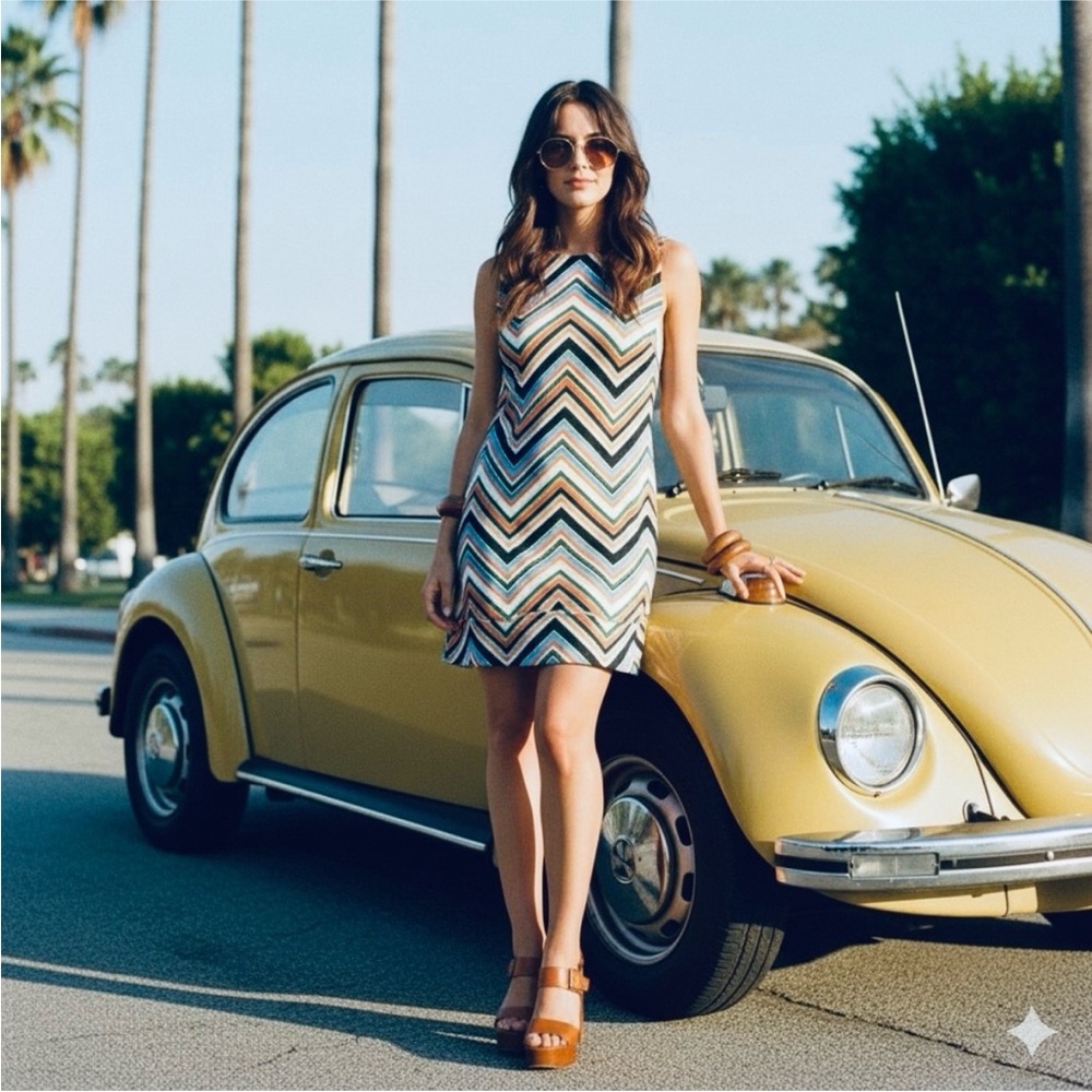 Madison Leigh Multicolor Chevron Mini Dress